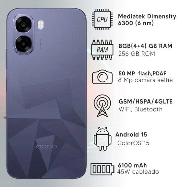 Oppo A6k 8(4+4)gb 256gb 4g + Regalo PK OPPO A6K 4GB 256GB VIOLETA + REGALO