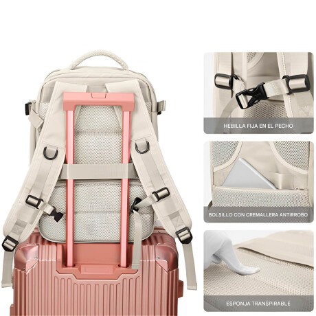 Mochila Viaje Carry On Impermeable Laptop Ejecutiva Beige