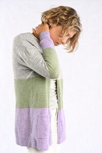 Cardigan Color Block Menta