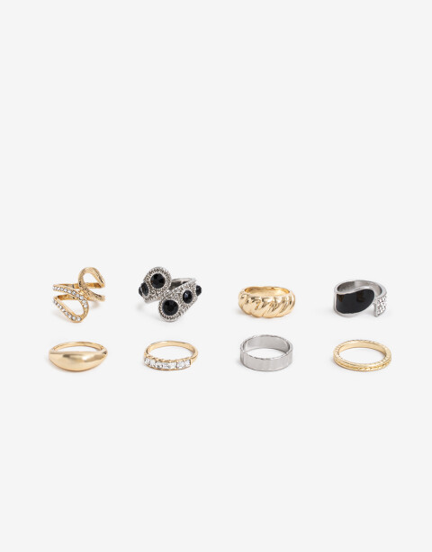 Sets Anillos Strass Sets 8 Anillos - Combinacion Bicolor