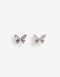 Aros Pasantes Cubic zirconia Aros Pasantes Mariposa De La Línea Delicates. - Plateado