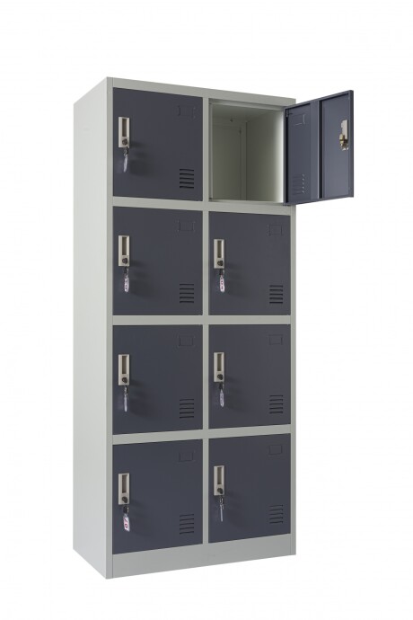 Guardabultos Locker Metálicos De 8 Puertas Guardarropa- Gris Unica