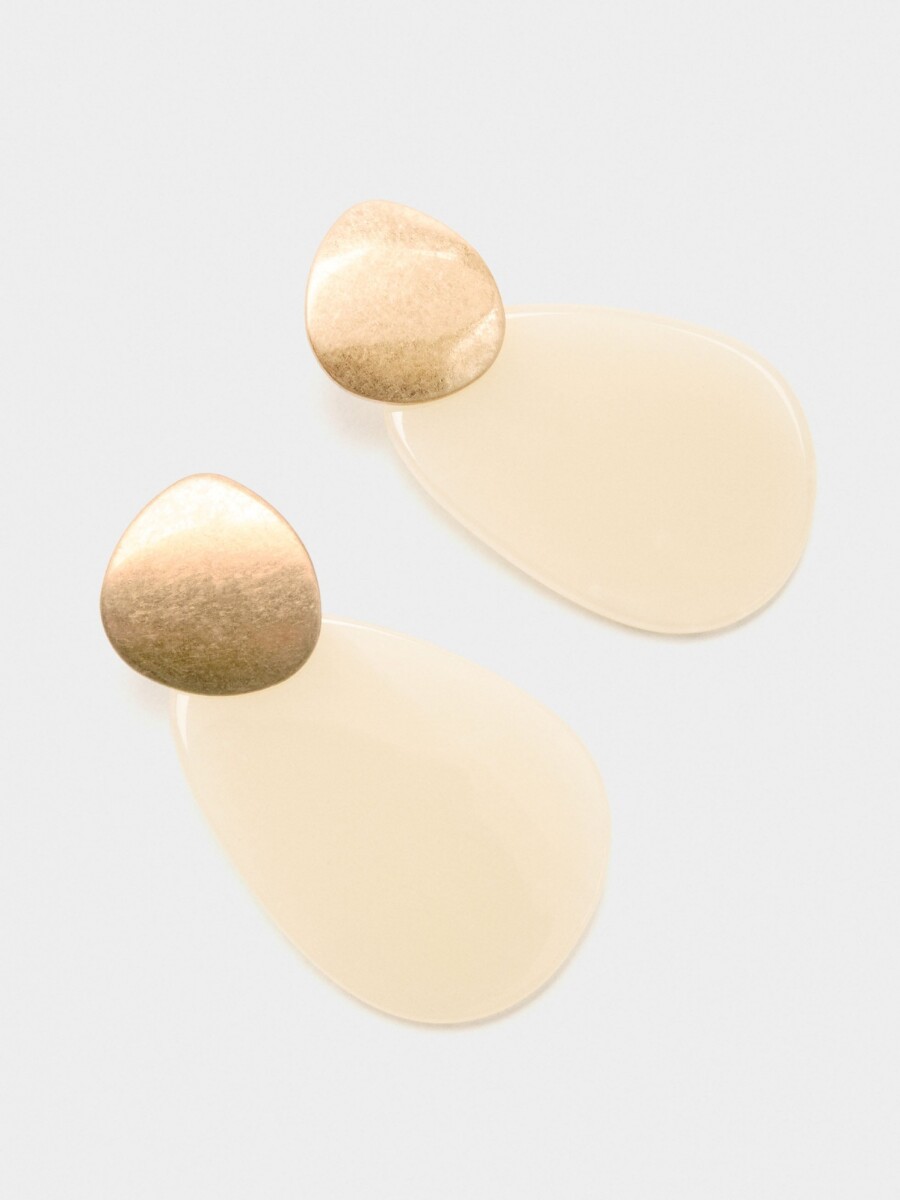 Pendientes Largos Con Flor Perlada beige