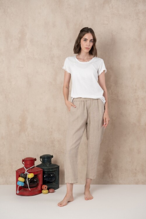 Pantalon de lino Beige