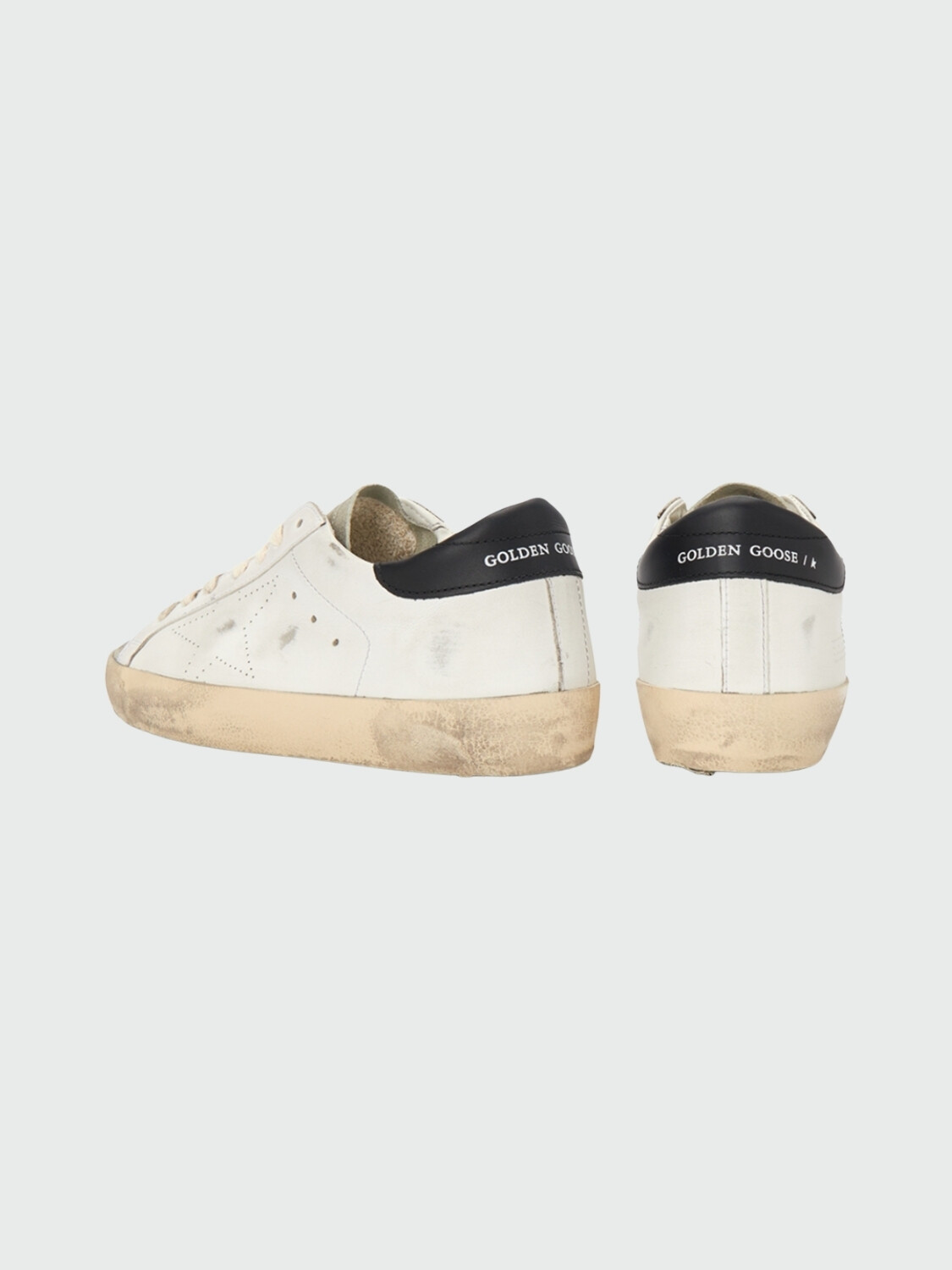 Golden Goose-Championes de cuero acordonados, Super Star Blanco