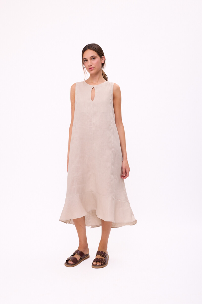VESTIDO POLK LONG - Beige 
