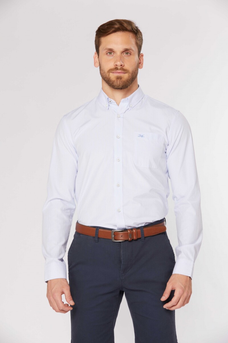 CAMISA RAYADA - Celeste 