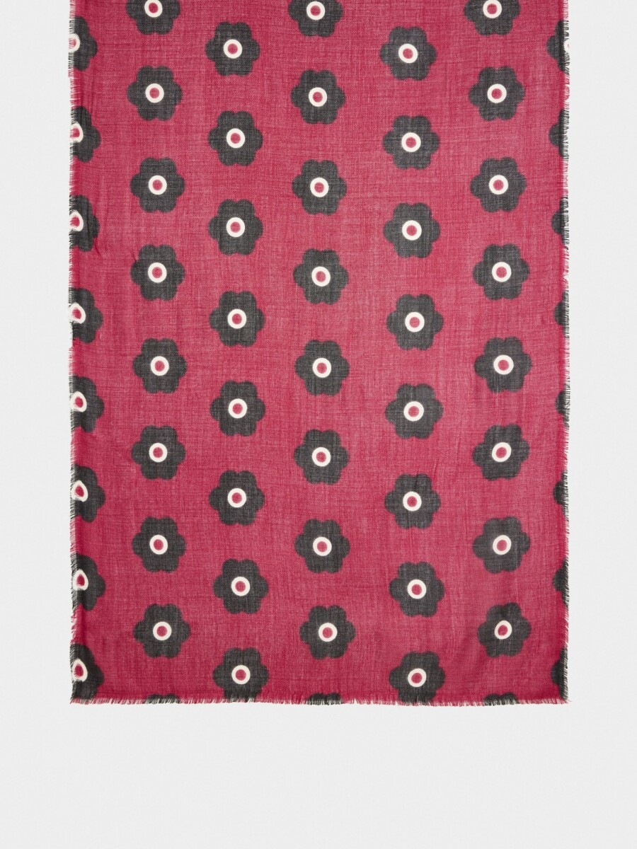 Pañuelo Estampado Floral Con Lana rojo