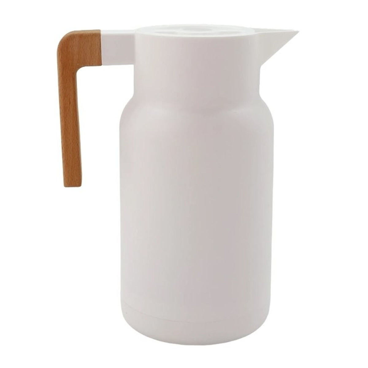 Jarra Térmica de 1Lt en Plástico y Mango Recto en Madera - Blanco 