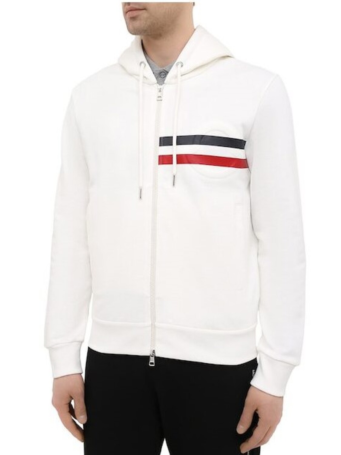 Moncler -Campera de algodón con bolsillos Blanco