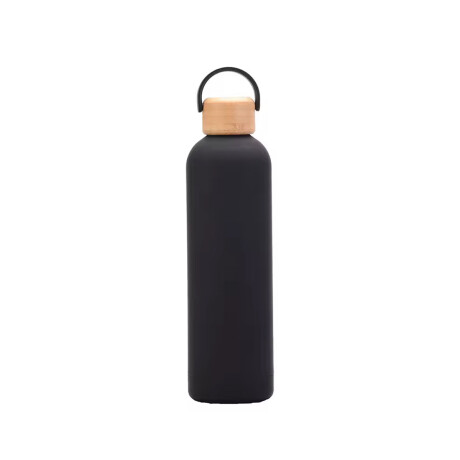 Botella con tapa de madera 750ml Negro