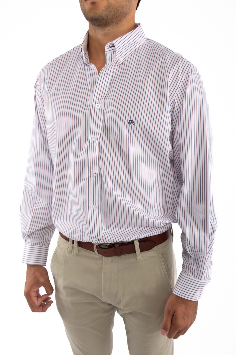 Camisa Rayada Rayas Azul y Roja