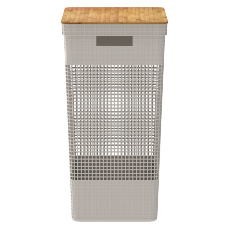 CESTA C/TAPA BAMBÚ PLASTICO-RECICLADO NATURAL-BEIGE GRID 49L