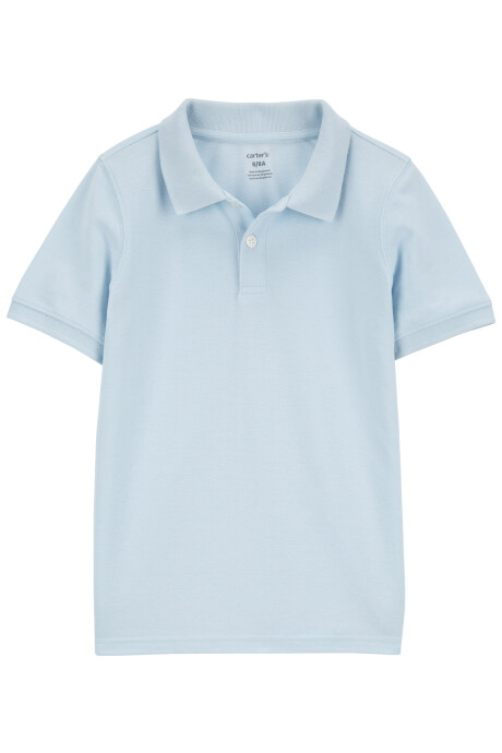 Remera polo de algodón, manga corta, azul Sin color