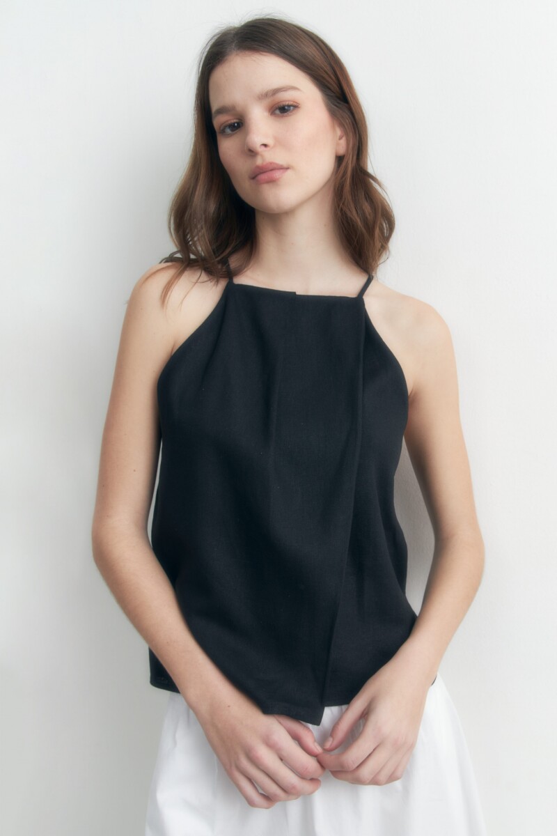 Top halter de lino - negro 