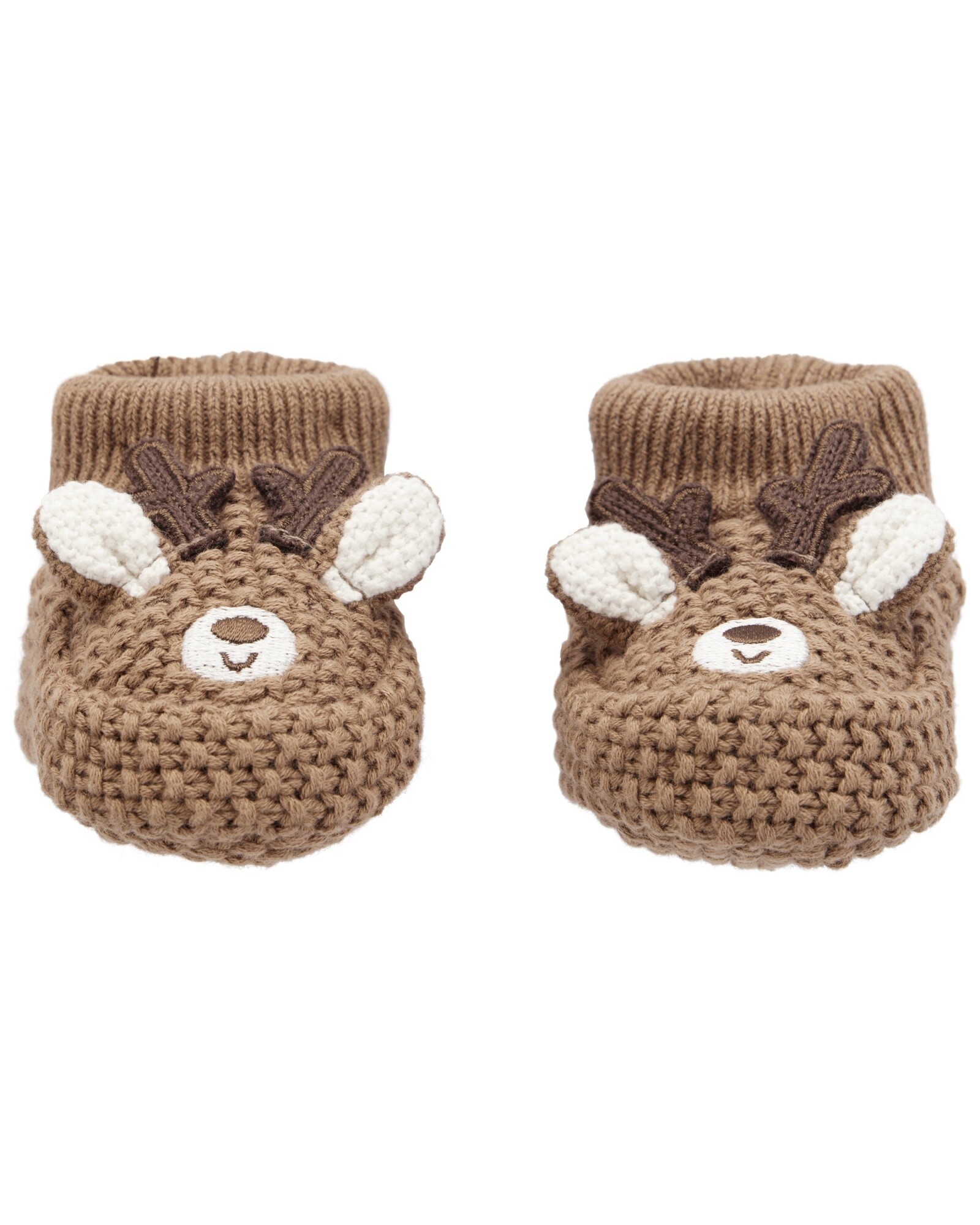 Escarpines a crochet, diseño reno Sin color