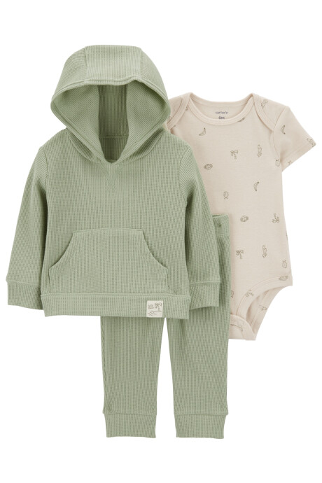Set tres piezas de algodón, pantalón, canguro y body Set tres piezas de algodón, pantalón, canguro y body