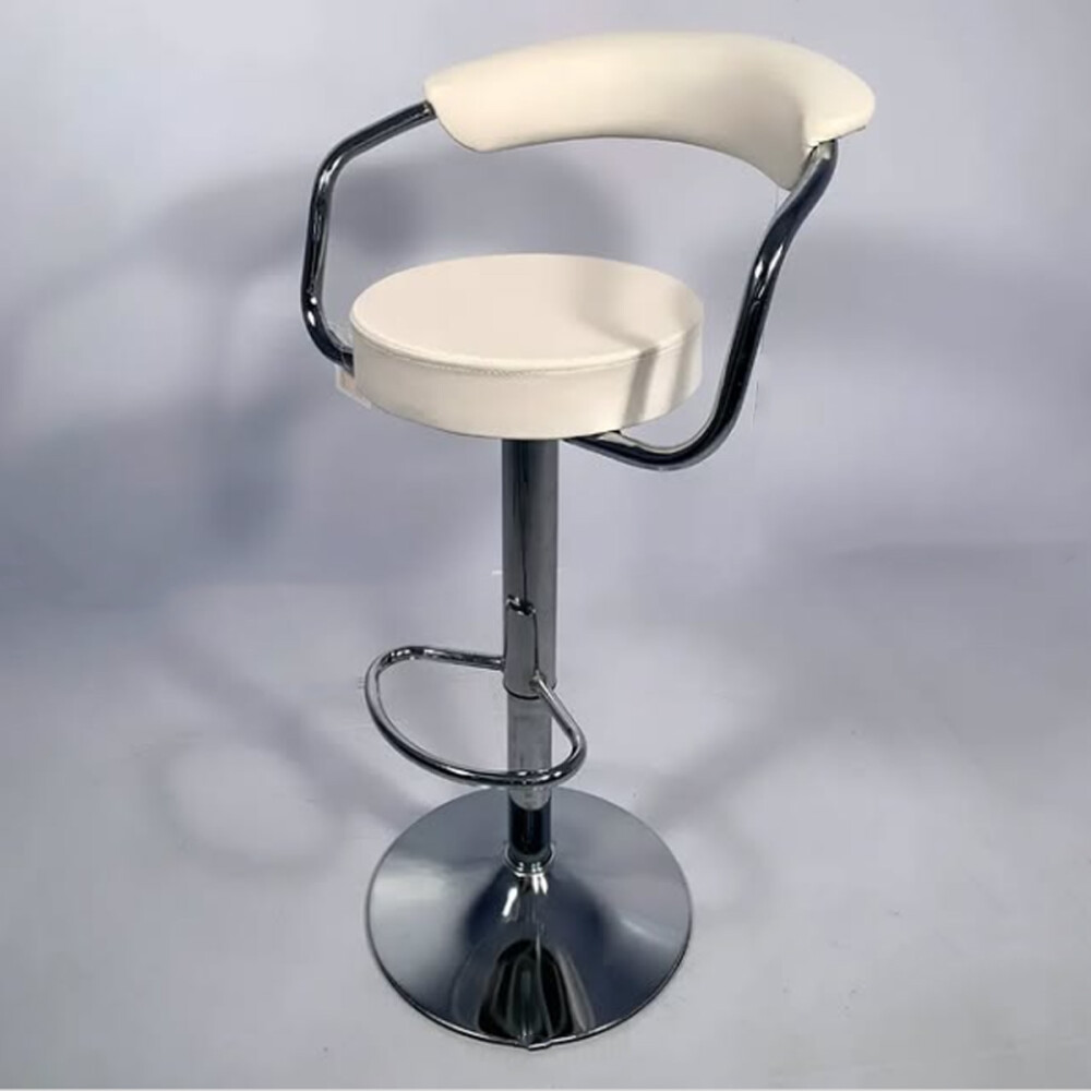 Taburete Con Respaldo Banqueta Cuero sintético Blanco