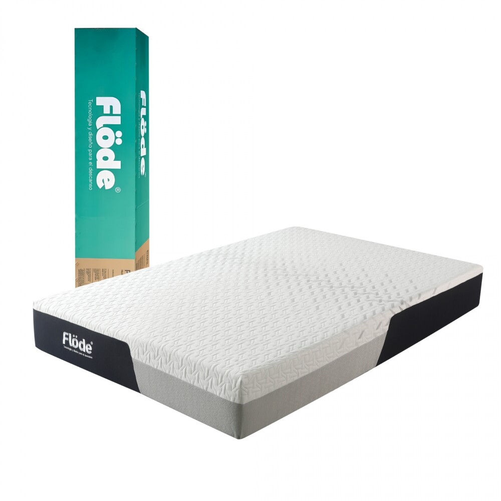 Colchón 1 1/2 Plaza en Caja Espuma Viscoelástica - Flöde Premium Colchón 1 1/2 Plaza en Caja Espuma Viscoelástica - Flöde Premium