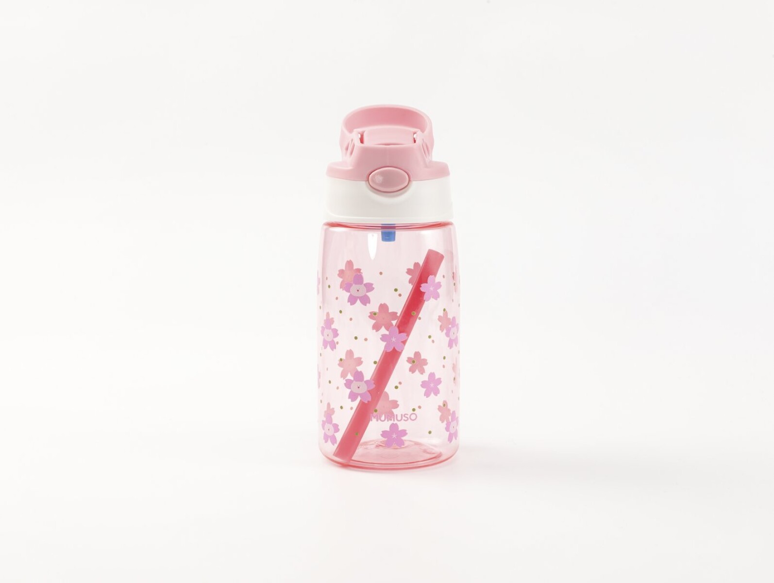 BOTELLA PLÁSTICA GATO MIMI CON TAPA FLIP Y SORBETE (480 ML / ROSA) 