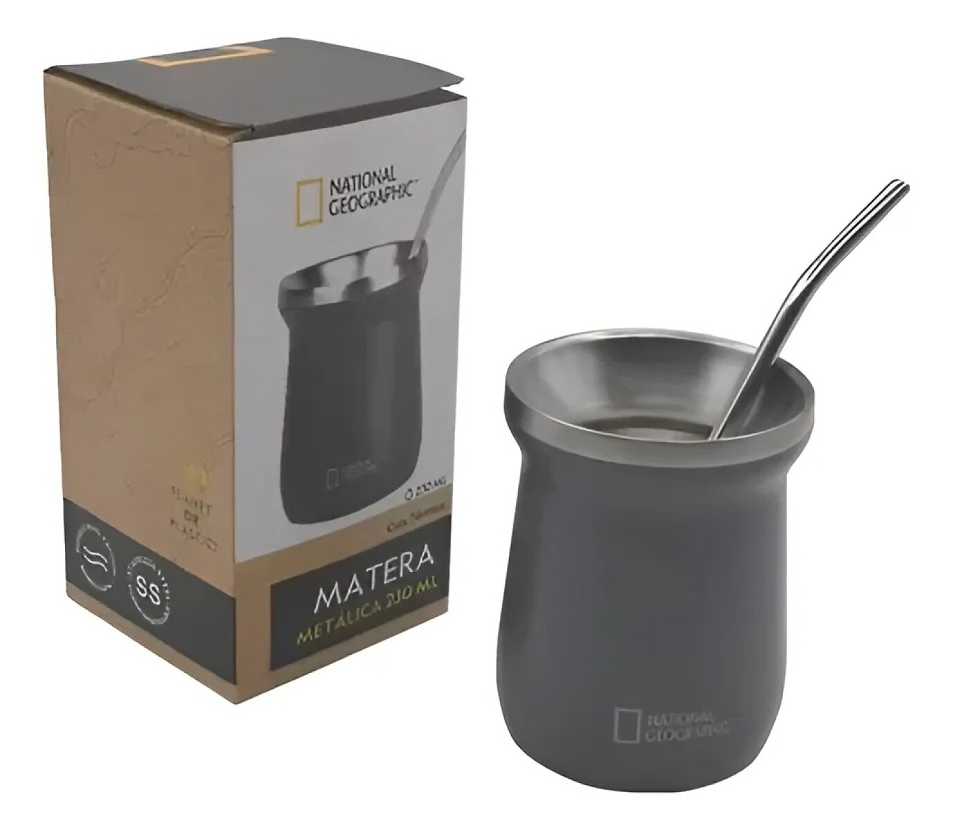 Mate Acero Inoxidable 230ml Con Bombilla Térmico Matera - gris 