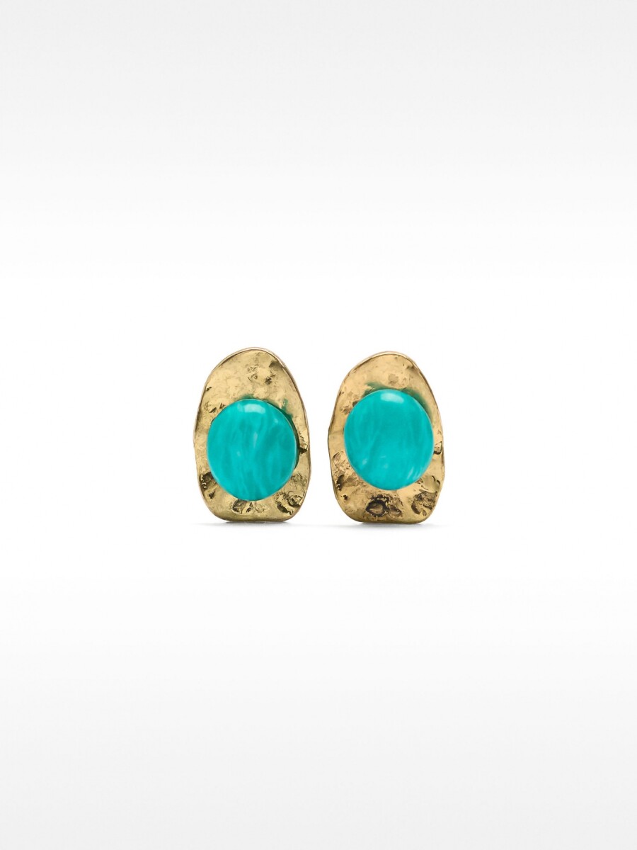 Pendientes Ovalados Con Piedras azul
