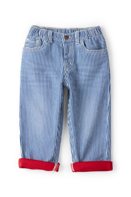 Pantalón con dobladillo rojo y diseño a rayas Sin color