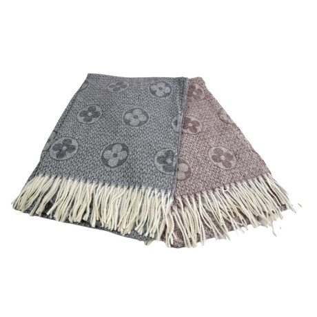 BUFANDA LANILLA C/FLECOS DISEÑO FLORES GRANDDES 220GR 35898 Q60 BUFANDA LANILLA C/FLECOS DISEÑO FLORES GRANDDES 220GR 35898 Q60