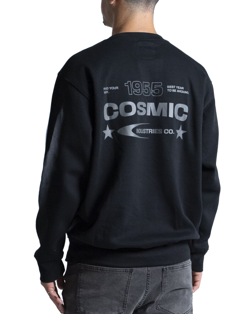 Buzo de Felpa Cuello Base Estampado Sidney Negro