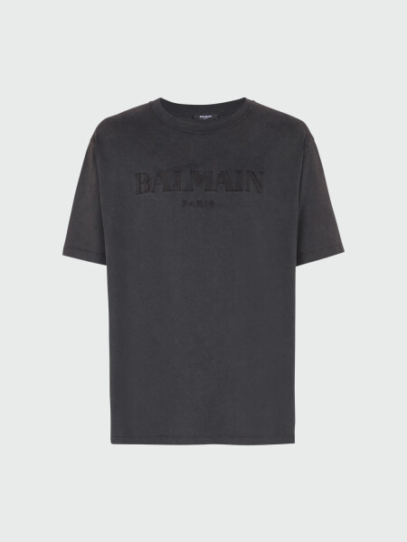 BALMAIN- T-SHIRT VINTAGE EMBROIDERED Gris