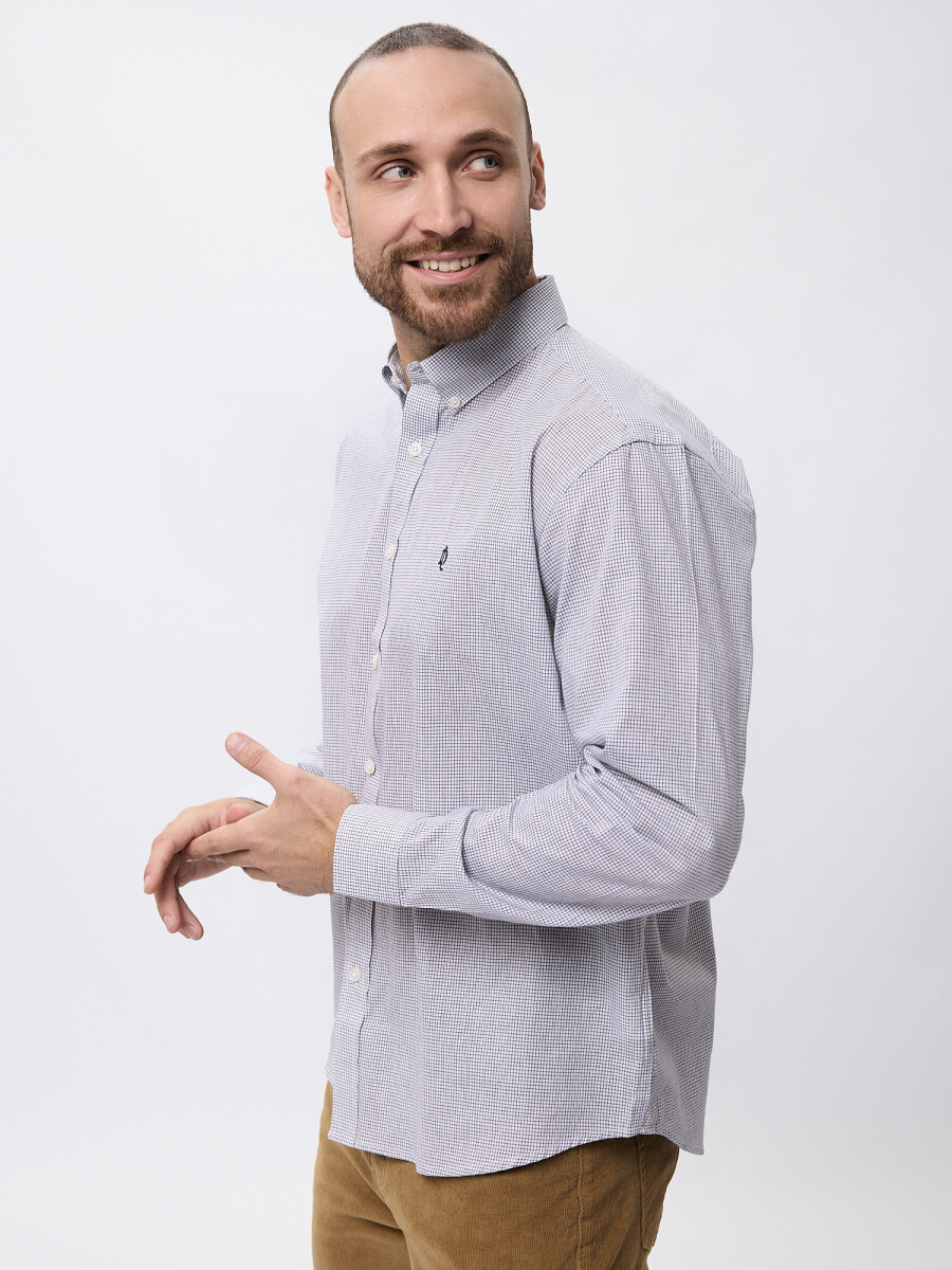 Camisa m/l microcuadros - negro 