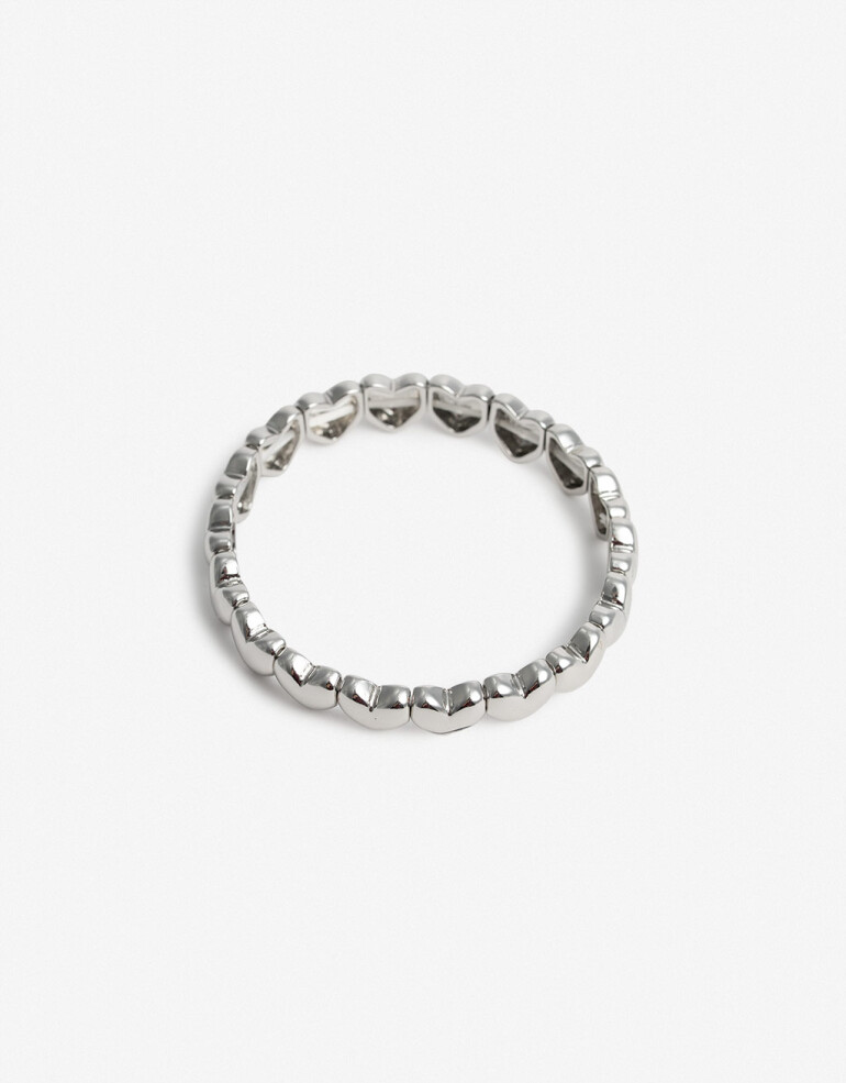 Pulseras Elásticas Metal Pulsera Elástica Corazón - Plateado Rodio