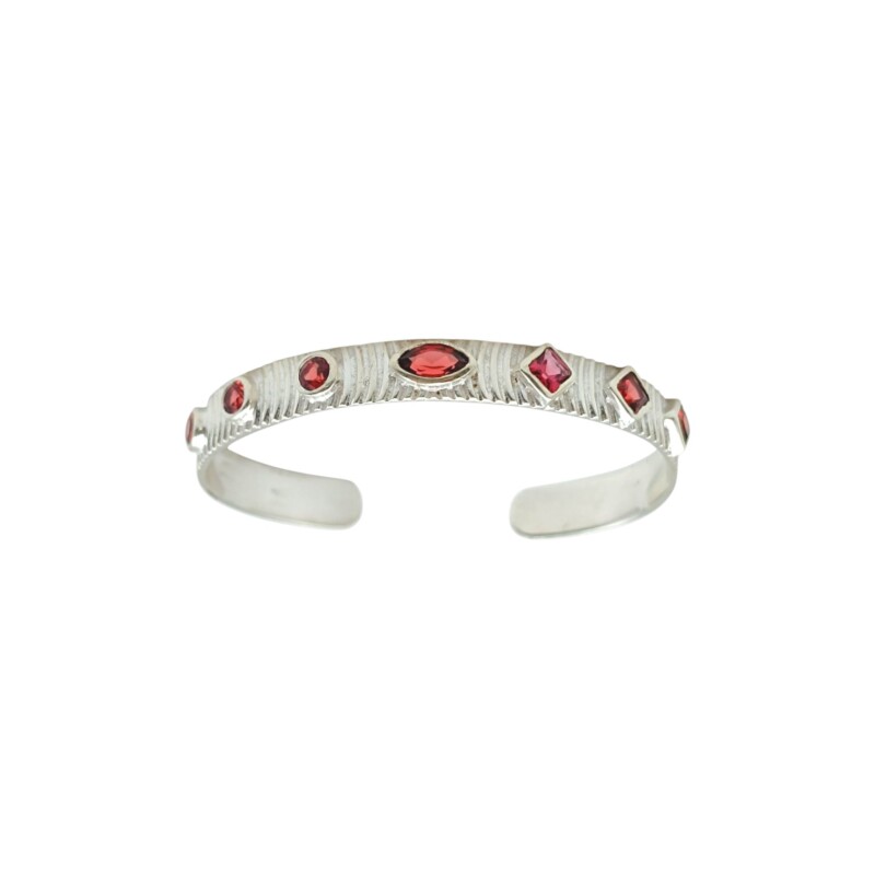 Brazalete Pune-Plata 925 rodinada-Piedra Granate-BR2021 conpiedra