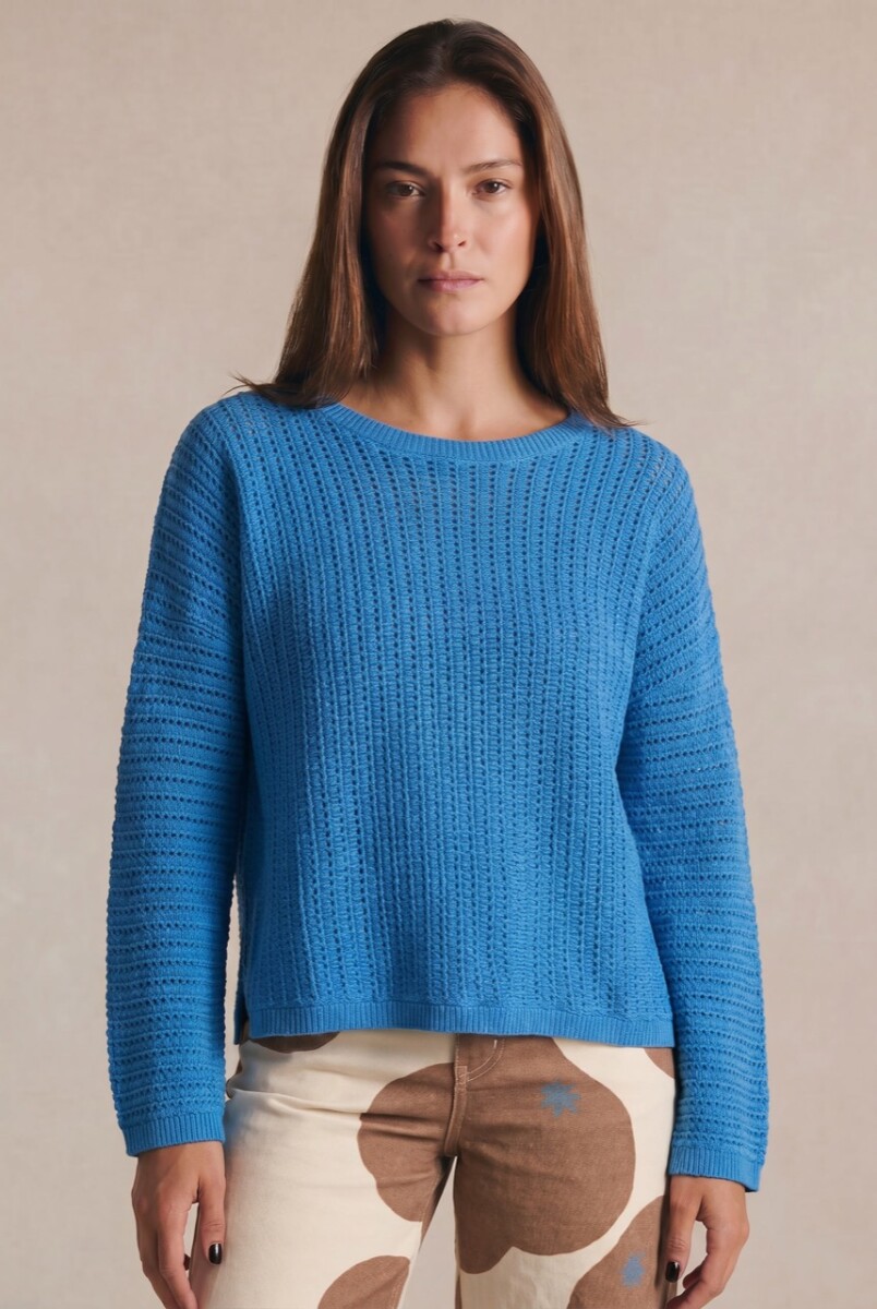 Sweater Texturado Lurex - Azul 