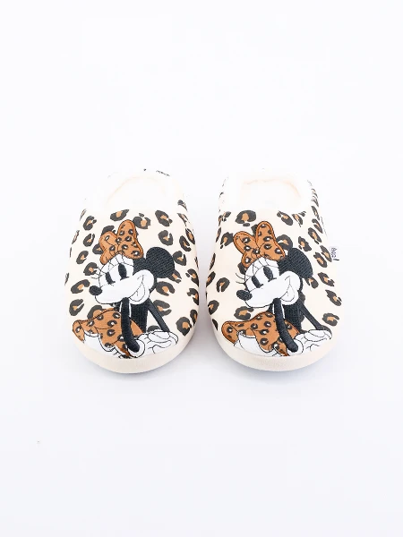 PANTUFLAS MINNIE ANIMAL PRINT BEIGE