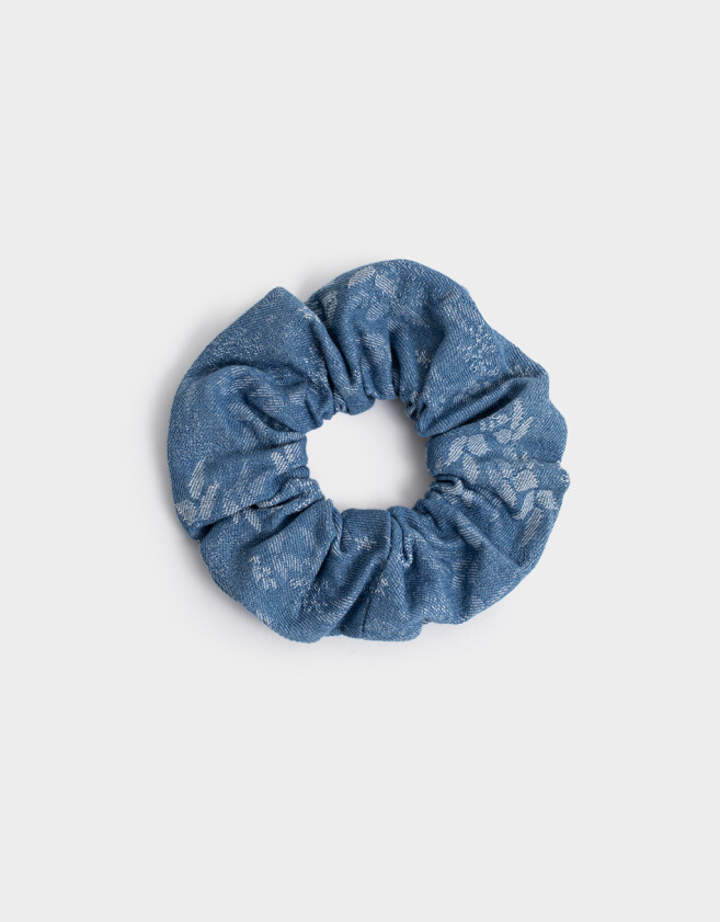 Skunzies De denim Scrunchie - Azul Medio