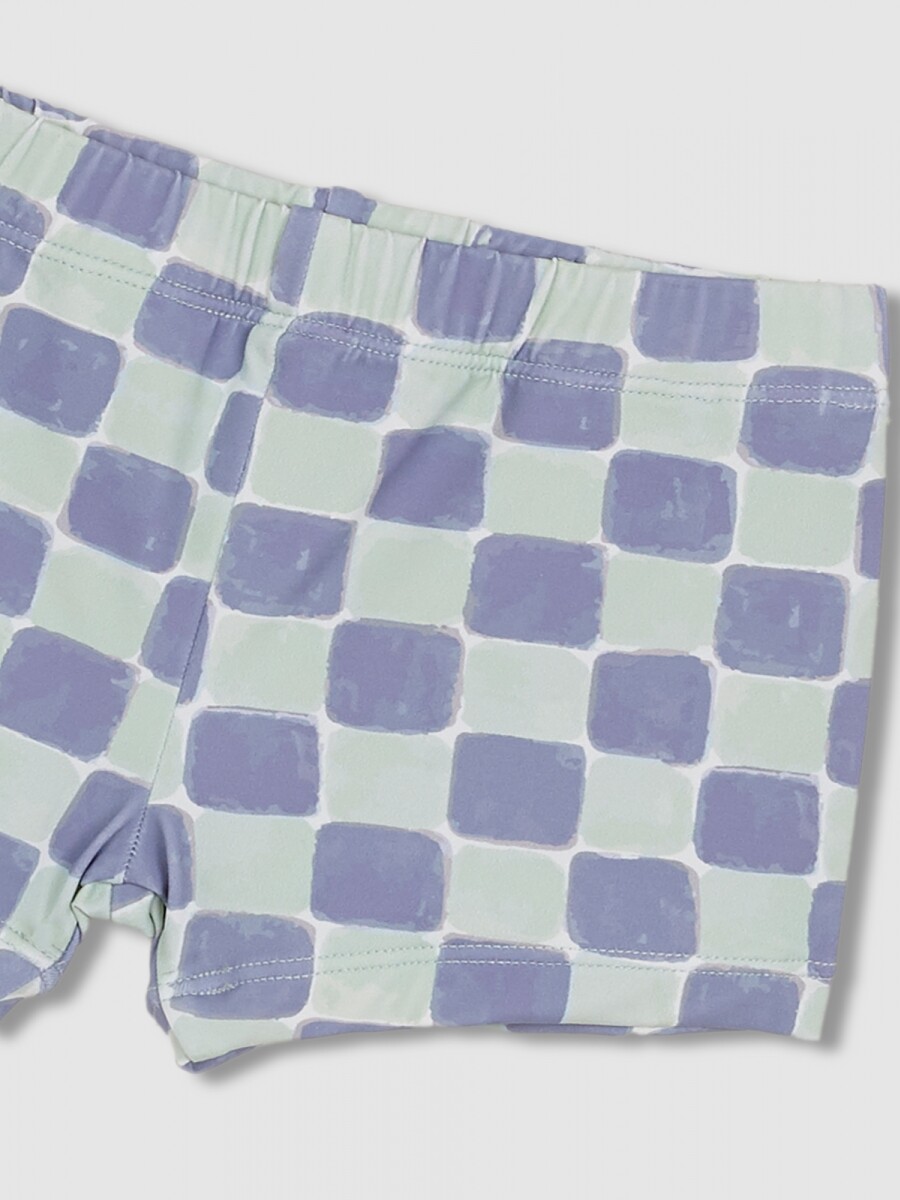 Bañador Estampado De Cuadros Gris