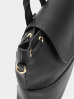 Mochila Con Textura Y Solapa negro