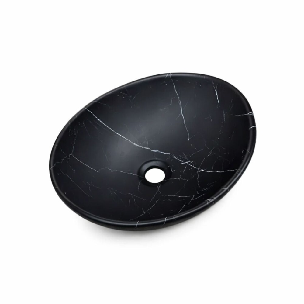 Bacha de apoyo Oval 41x35 cm negra marmolada Dmc Bacha De Apoyo Oval 41x35 Cm Negra Marmolada Dmc