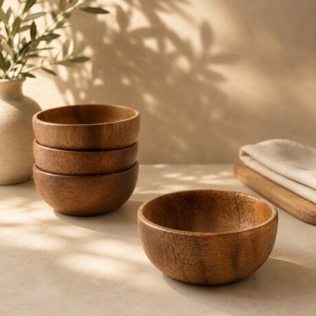 Bowl de Madera de Acacia Natural ( Ø8cm x Alto 3cm) Bowl de Madera de Acacia Natural ( Ø8cm x Alto 3cm)