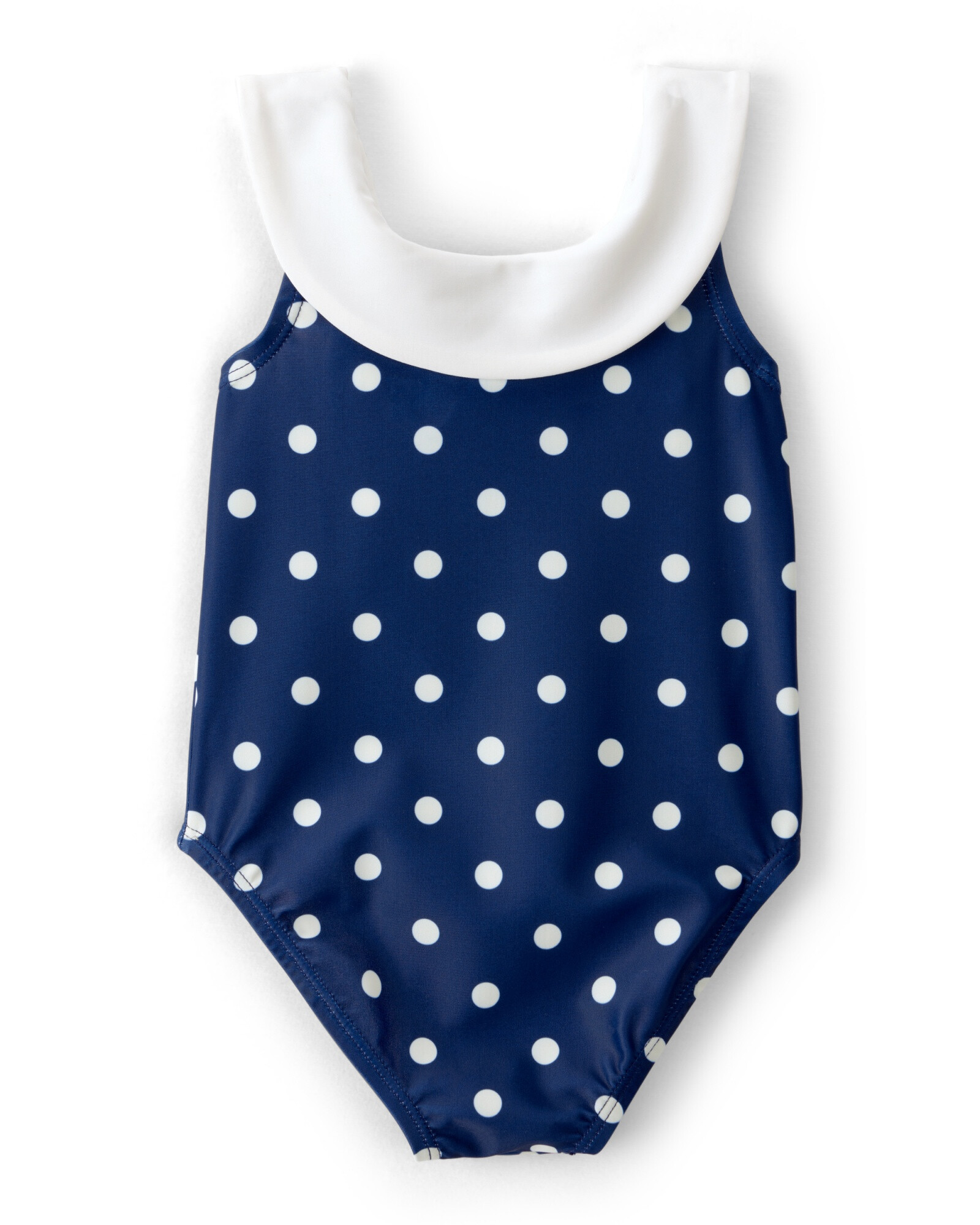 Malla de baño 1 pieza con protección UPF 50+, azul marino, diseño lunares. Talles 3-24M Sin color