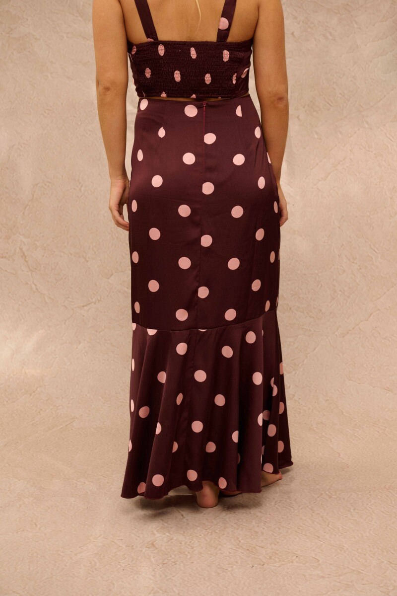 FALDA ALIRA ESTAMPADO CIRUELA LUNARES FALDA ALIRA ESTAMPADO CIRUELA LUNARES