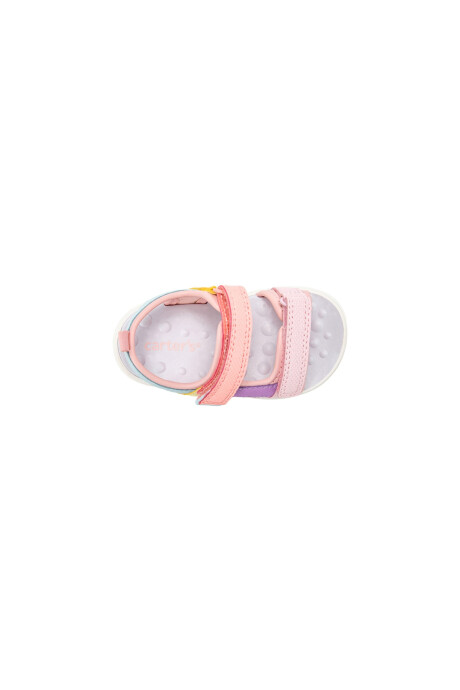Sandalias con velcro, diseño tiras multicolores Sin color