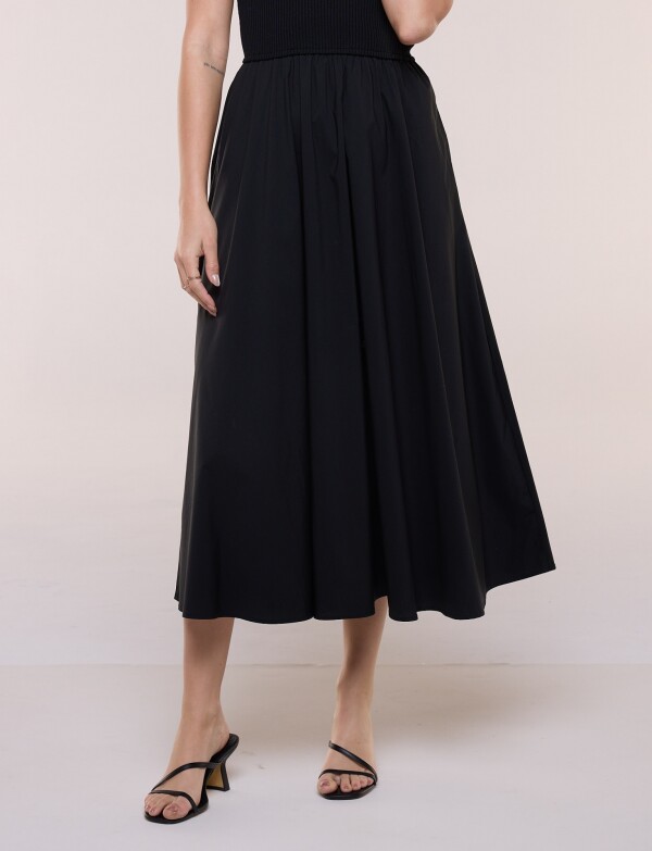 Vestido Midi Combinado NEGRO