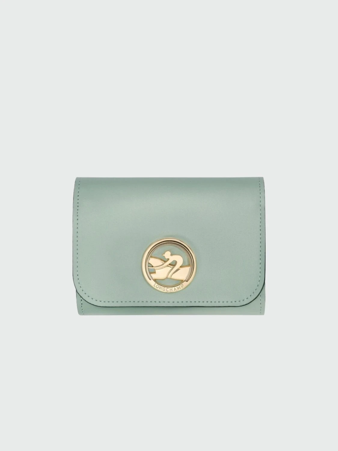 Longchamp -Billetera de cuero, Box-Trot Verde Pastel