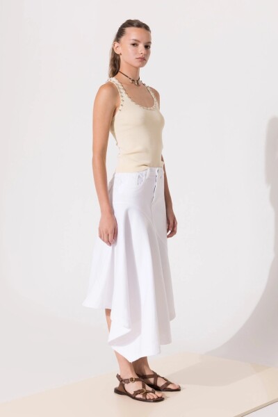 POLLERA MIDI WHITE Blanco