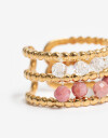 Anillos Medianos y Grandes Piedras Anillo De Acero Con Piedra Natural - Dorado