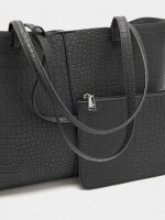 Bolso Shopper Grabado Animal Con Bolsa negro
