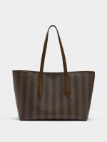 Bolso Shopper A Rayas Con Bolsa Extraíble marron