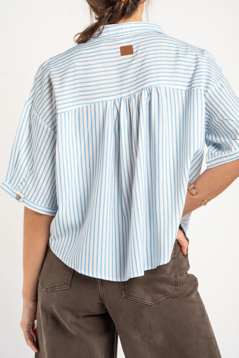 Blusa Rayada Celeste